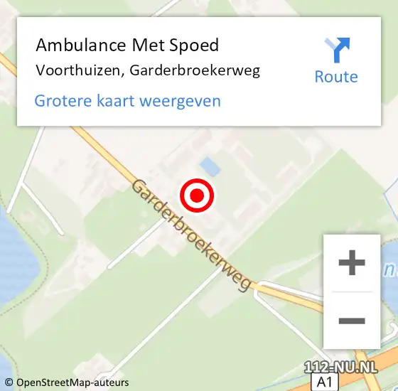 Locatie op kaart van de 112 melding: Ambulance Met Spoed Naar Voorthuizen, Garderbroekerweg op 22 december 2021 08:31