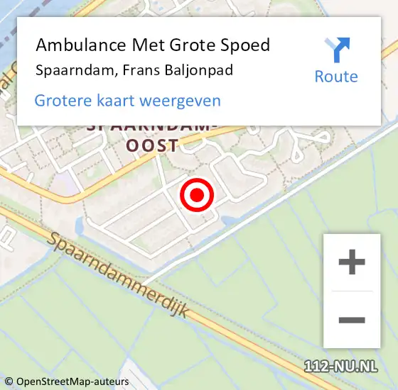 Locatie op kaart van de 112 melding: Ambulance Met Grote Spoed Naar Spaarndam, Frans Baljonpad op 22 december 2021 08:38