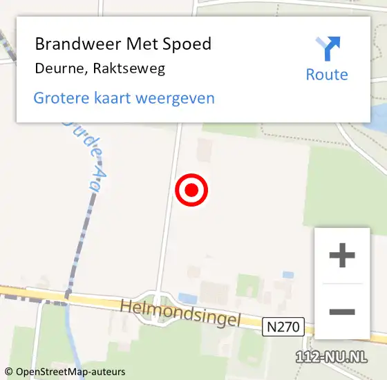 Locatie op kaart van de 112 melding: Brandweer Met Spoed Naar Deurne, Raktseweg op 22 december 2021 09:08