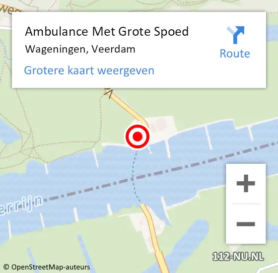 Locatie op kaart van de 112 melding: Ambulance Met Grote Spoed Naar Wageningen, Veerdam op 22 december 2021 09:16