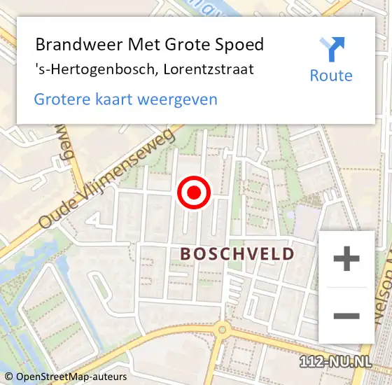 Locatie op kaart van de 112 melding: Brandweer Met Grote Spoed Naar 's-Hertogenbosch, Lorentzstraat op 22 december 2021 09:19