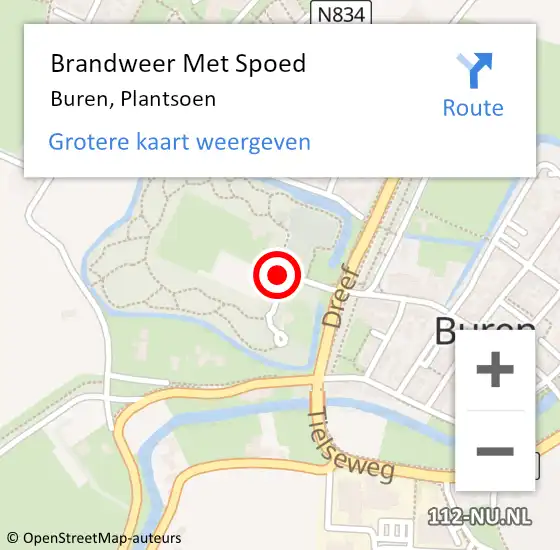 Locatie op kaart van de 112 melding: Brandweer Met Spoed Naar Buren, Plantsoen op 22 december 2021 09:21