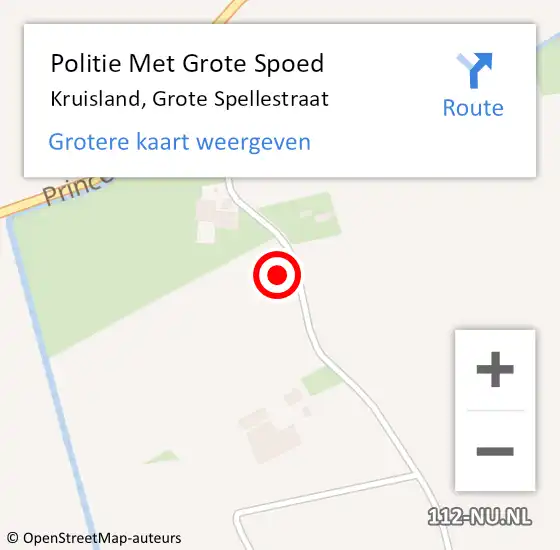 Locatie op kaart van de 112 melding: Politie Met Grote Spoed Naar Kruisland, Grote Spellestraat op 22 december 2021 09:52