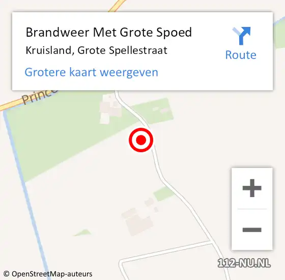 Locatie op kaart van de 112 melding: Brandweer Met Grote Spoed Naar Kruisland, Grote Spellestraat op 22 december 2021 09:53