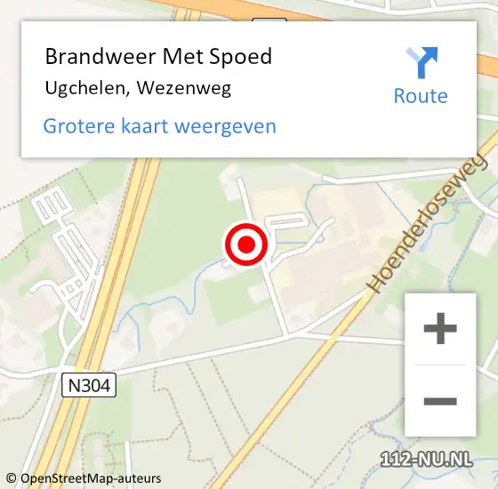 Locatie op kaart van de 112 melding: Brandweer Met Spoed Naar Ugchelen, Wezenweg op 22 december 2021 10:12