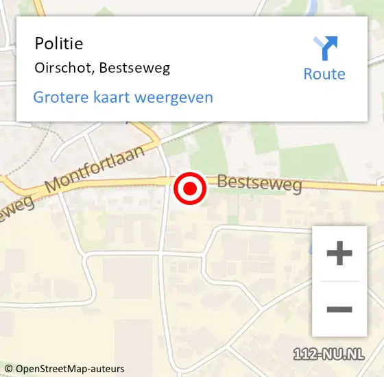 Locatie op kaart van de 112 melding: Politie Oirschot, Bestseweg op 22 december 2021 10:12