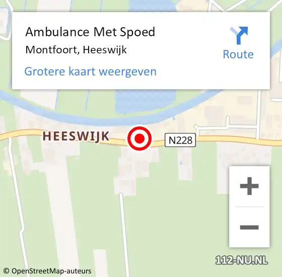 Locatie op kaart van de 112 melding: Ambulance Met Spoed Naar Montfoort, Heeswijk op 22 december 2021 10:59