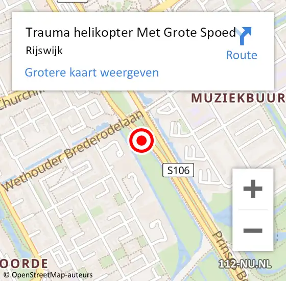 Locatie op kaart van de 112 melding: Trauma helikopter Met Grote Spoed Naar Rijswijk op 22 december 2021 11:01