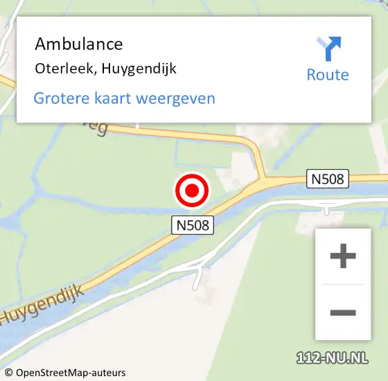 Locatie op kaart van de 112 melding: Ambulance Oterleek, Huygendijk op 22 december 2021 11:09