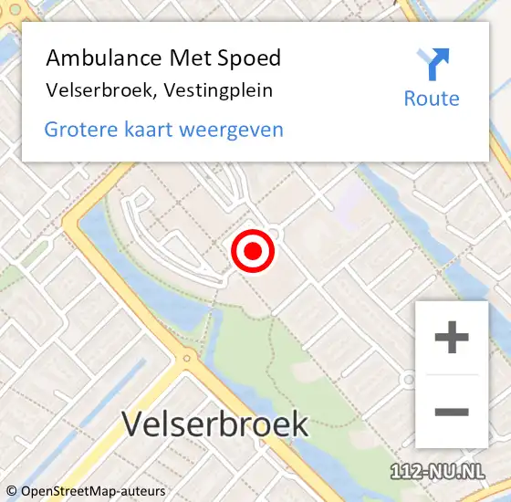 Locatie op kaart van de 112 melding: Ambulance Met Spoed Naar Velserbroek, Vestingplein op 22 december 2021 11:11