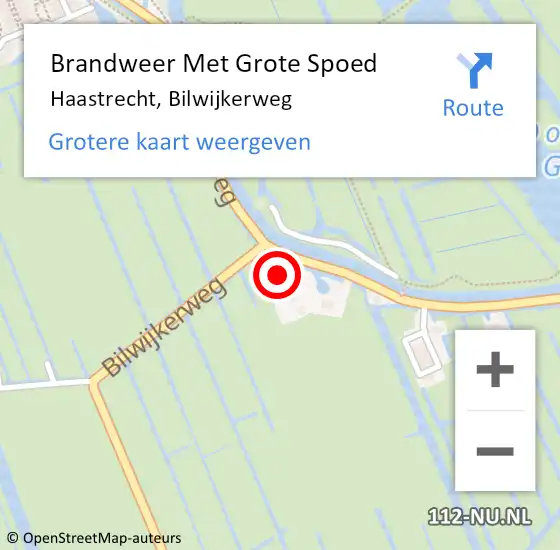 Locatie op kaart van de 112 melding: Brandweer Met Grote Spoed Naar Haastrecht, Bilwijkerweg op 22 december 2021 11:35