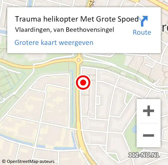 Locatie op kaart van de 112 melding: Trauma helikopter Met Grote Spoed Naar Vlaardingen, van Beethovensingel op 22 december 2021 11:37