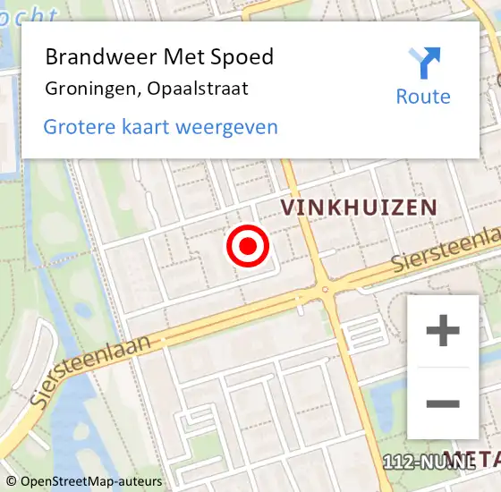 Locatie op kaart van de 112 melding: Brandweer Met Spoed Naar Groningen, Opaalstraat op 22 december 2021 11:56