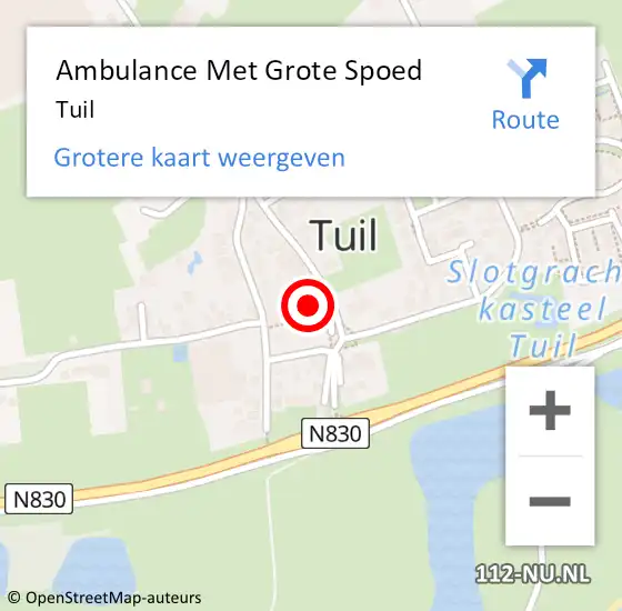 Locatie op kaart van de 112 melding: Ambulance Met Grote Spoed Naar Tuil op 22 december 2021 12:03