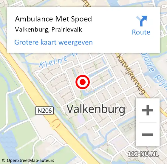 Locatie op kaart van de 112 melding: Ambulance Met Spoed Naar Valkenburg, Prairievalk op 3 juli 2014 04:05