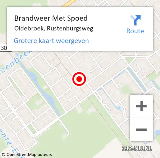 Locatie op kaart van de 112 melding: Brandweer Met Spoed Naar Oldebroek, Rustenburgsweg op 22 december 2021 12:46