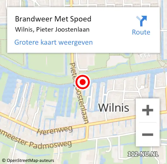 Locatie op kaart van de 112 melding: Brandweer Met Spoed Naar Wilnis, Pieter Joostenlaan op 22 december 2021 12:56