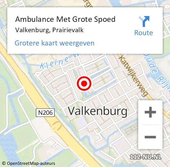 Locatie op kaart van de 112 melding: Ambulance Met Grote Spoed Naar Valkenburg, Prairievalk op 3 juli 2014 04:09