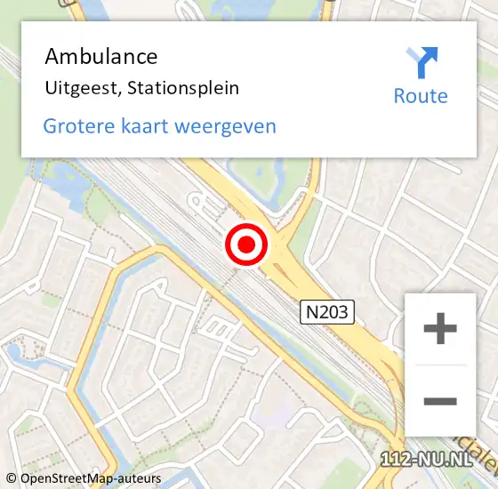 Locatie op kaart van de 112 melding: Ambulance Uitgeest, Stationsplein op 22 december 2021 12:59