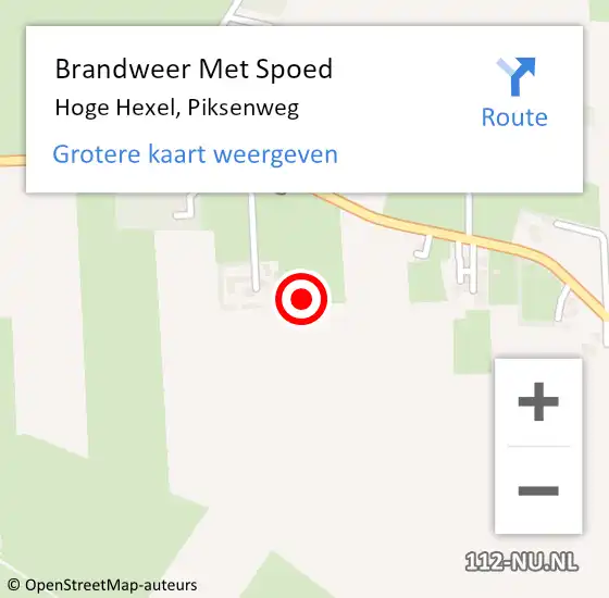 Locatie op kaart van de 112 melding: Brandweer Met Spoed Naar Hoge Hexel, Piksenweg op 22 december 2021 13:08