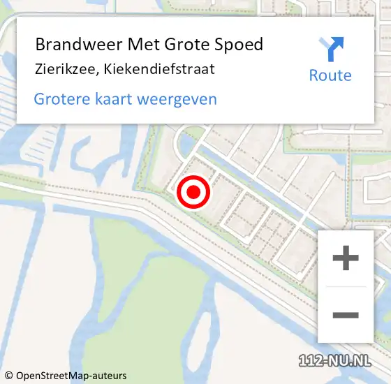 Locatie op kaart van de 112 melding: Brandweer Met Grote Spoed Naar Zierikzee, Kiekendiefstraat op 22 december 2021 13:32