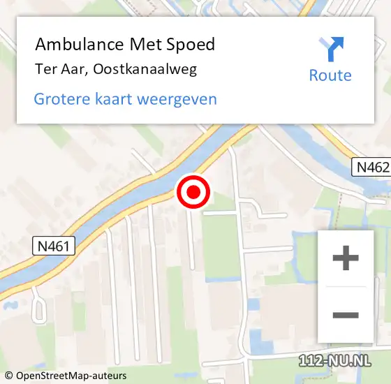 Locatie op kaart van de 112 melding: Ambulance Met Spoed Naar Ter Aar, Oostkanaalweg op 3 juli 2014 04:45