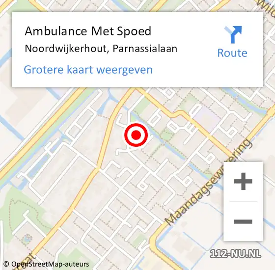 Locatie op kaart van de 112 melding: Ambulance Met Spoed Naar Noordwijkerhout, Parnassialaan op 22 december 2021 13:50