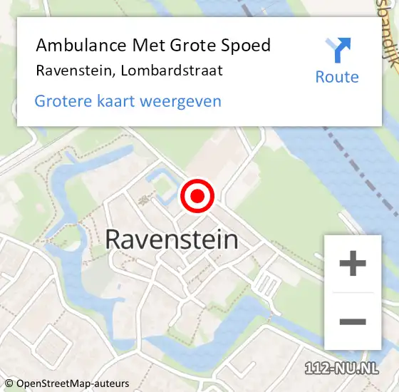 Locatie op kaart van de 112 melding: Ambulance Met Grote Spoed Naar Ravenstein, Lombardstraat op 3 juli 2014 04:52