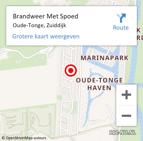 Locatie op kaart van de 112 melding: Brandweer Met Spoed Naar Oude-Tonge, Zuiddijk op 22 december 2021 14:33