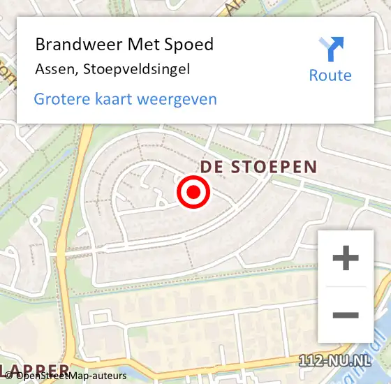 Locatie op kaart van de 112 melding: Brandweer Met Spoed Naar Assen, Stoepveldsingel op 22 december 2021 14:41