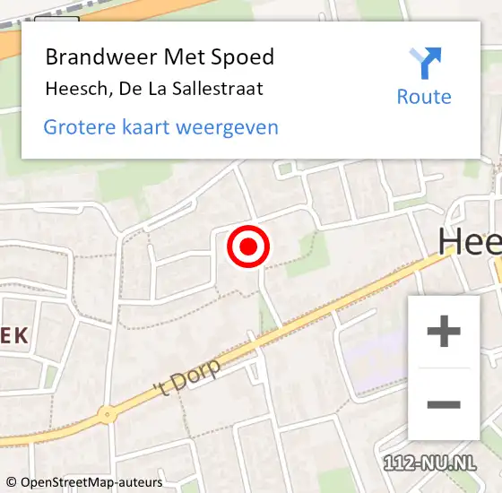 Locatie op kaart van de 112 melding: Brandweer Met Spoed Naar Heesch, De La Sallestraat op 22 december 2021 14:45