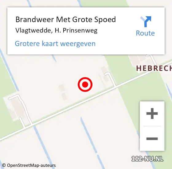 Locatie op kaart van de 112 melding: Brandweer Met Grote Spoed Naar Vlagtwedde, H. Prinsenweg op 22 december 2021 14:46