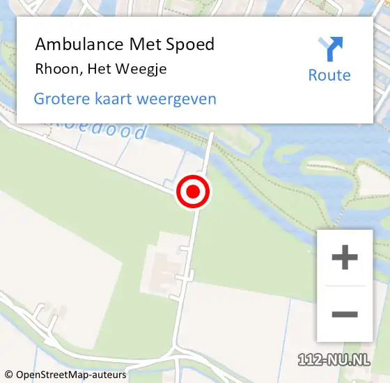 Locatie op kaart van de 112 melding: Ambulance Met Spoed Naar Rhoon, Het Weegje op 22 december 2021 14:59