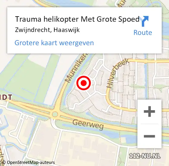 Locatie op kaart van de 112 melding: Trauma helikopter Met Grote Spoed Naar Zwijndrecht, Haaswijk op 22 december 2021 15:04