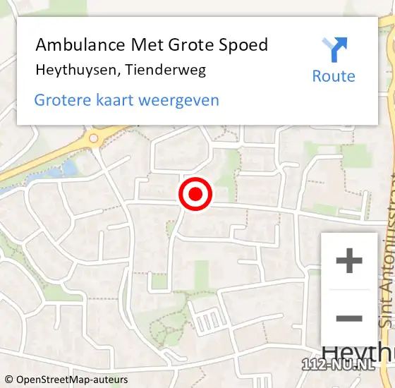 Locatie op kaart van de 112 melding: Ambulance Met Grote Spoed Naar Heythuysen, Tienderweg op 22 december 2021 15:11