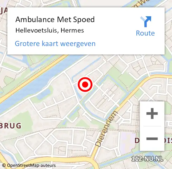 Locatie op kaart van de 112 melding: Ambulance Met Spoed Naar Hellevoetsluis, Hermes op 22 december 2021 15:16