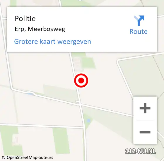 Locatie op kaart van de 112 melding: Politie Erp, Meerbosweg op 22 december 2021 15:22