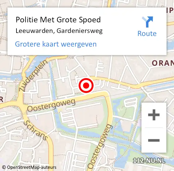 Locatie op kaart van de 112 melding: Politie Met Grote Spoed Naar Leeuwarden, Gardeniersweg op 22 december 2021 15:24