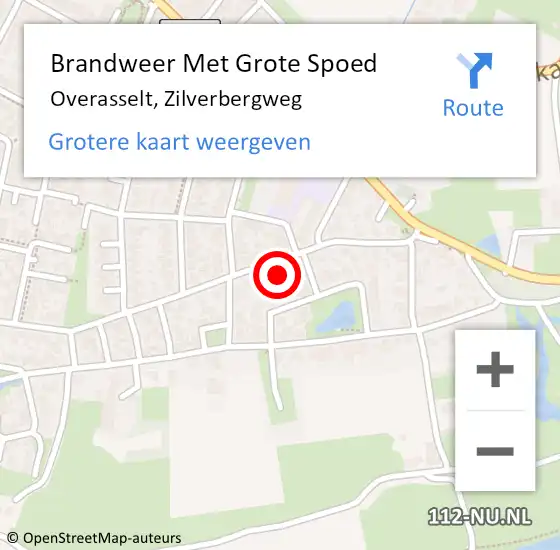 Locatie op kaart van de 112 melding: Brandweer Met Grote Spoed Naar Overasselt, Zilverbergweg op 22 december 2021 15:25