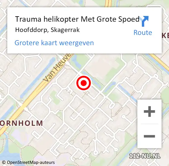 Locatie op kaart van de 112 melding: Trauma helikopter Met Grote Spoed Naar Hoofddorp, Skagerrak op 22 december 2021 15:32