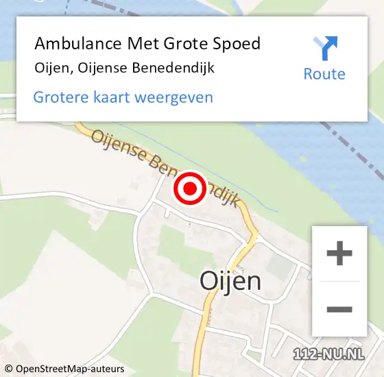 Locatie op kaart van de 112 melding: Ambulance Met Grote Spoed Naar Oijen, Oijense Benedendijk op 3 juli 2014 05:38