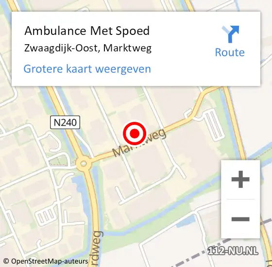 Locatie op kaart van de 112 melding: Ambulance Met Spoed Naar Zwaagdijk-Oost, Marktweg op 22 december 2021 15:46