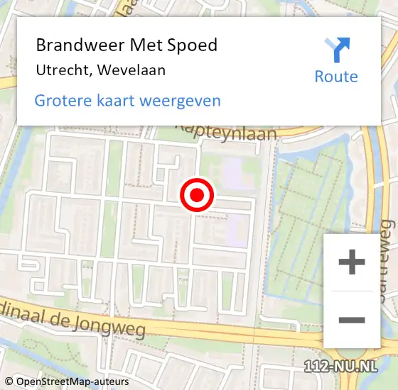 Locatie op kaart van de 112 melding: Brandweer Met Spoed Naar Utrecht, Wevelaan op 22 december 2021 15:46