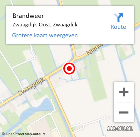 Locatie op kaart van de 112 melding: Brandweer Zwaagdijk-Oost, Zwaagdijk op 22 december 2021 15:53