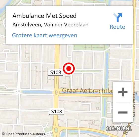 Locatie op kaart van de 112 melding: Ambulance Met Spoed Naar Amstelveen, Van der Veerelaan op 22 december 2021 16:11