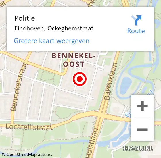 Locatie op kaart van de 112 melding: Politie Eindhoven, Ockeghemstraat op 22 december 2021 16:13