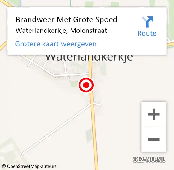 Locatie op kaart van de 112 melding: Brandweer Met Grote Spoed Naar Waterlandkerkje, Molenstraat op 22 december 2021 16:16