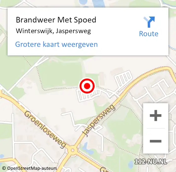 Locatie op kaart van de 112 melding: Brandweer Met Spoed Naar Winterswijk, Jaspersweg op 22 december 2021 16:33