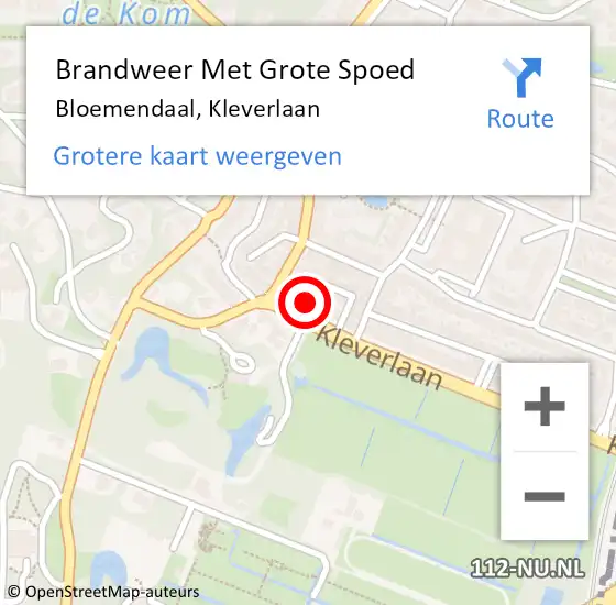 Locatie op kaart van de 112 melding: Brandweer Met Grote Spoed Naar Bloemendaal, Kleverlaan op 22 december 2021 16:49