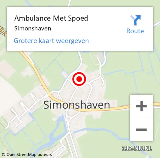 Locatie op kaart van de 112 melding: Ambulance Met Spoed Naar Simonshaven op 22 december 2021 16:54